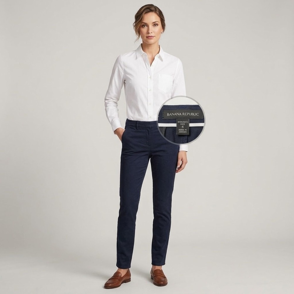 Banana Republic Sloan Trousers Women 4 Navy Blue Slim Fit Stretch Dress Pants